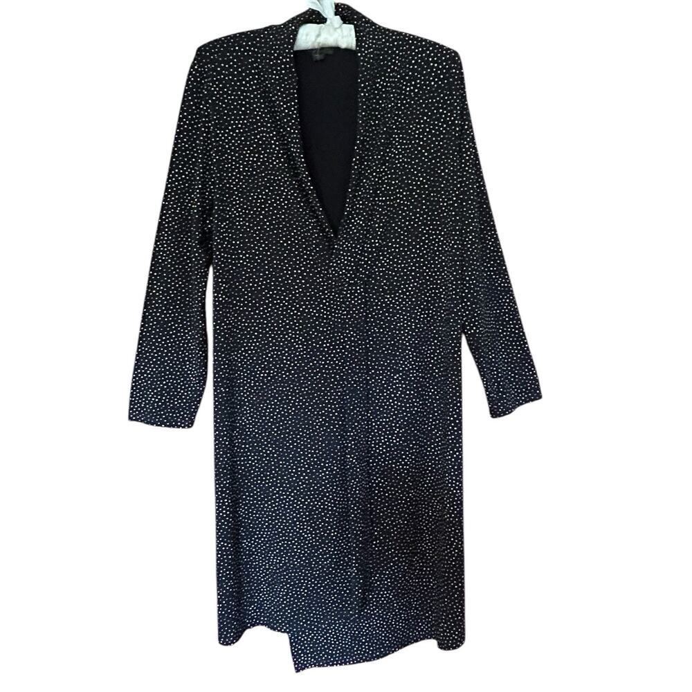 J. JILL Wearever Women’s Black White Polka Dot Faux Wrap Jersey Dress Size PL